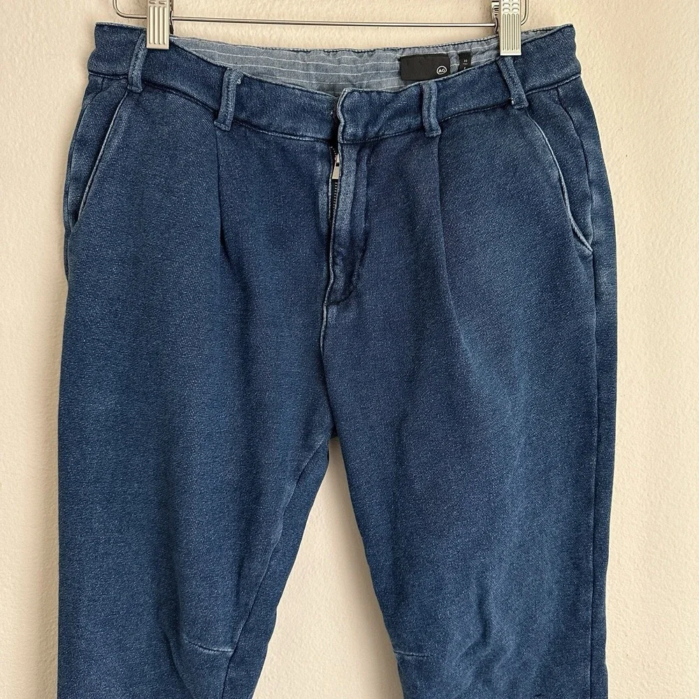 AG Adriano Goldschmied Jogger Pants 30 Blue Pleated Knit Denim 1213UFT-IKD-SEV